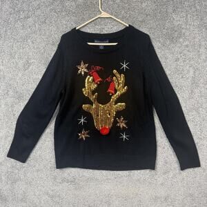 Bristol Club Sweater XL Reindeer Sequin Ugly Christmas Holiday Festive Cozy